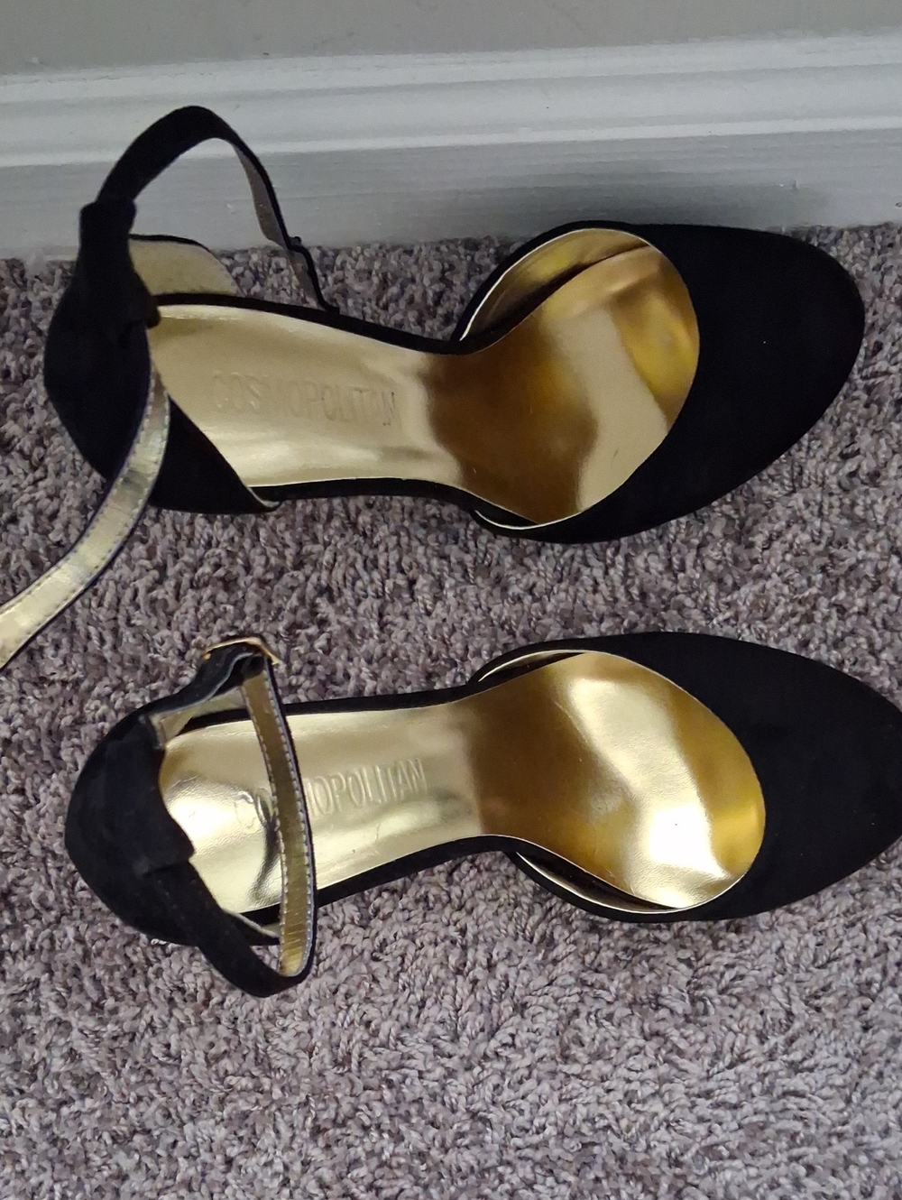 Cosmopolitan Black Ankle-Strap Evening Heels
